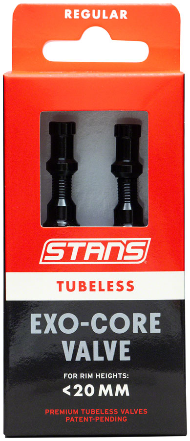 Stan's Tubeless Exo-Core Valve Stems - Alloy, Regular, Black, Pair