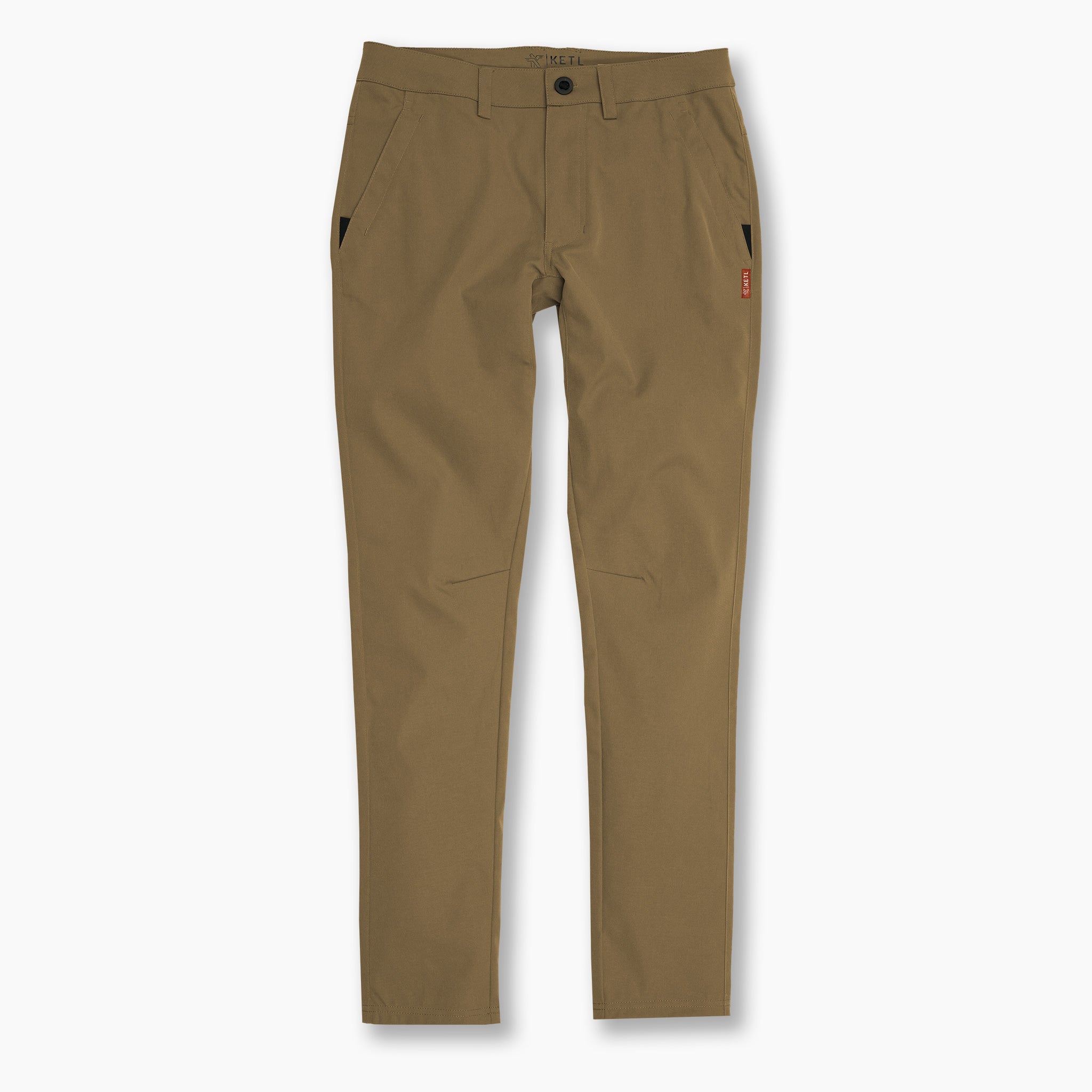 KETL Mtn Tomfoolery Travel Pants 34 Inseam: Stretchy, Packable, Casual Chino Style W/ Zipper Pockets - Khaki Men's