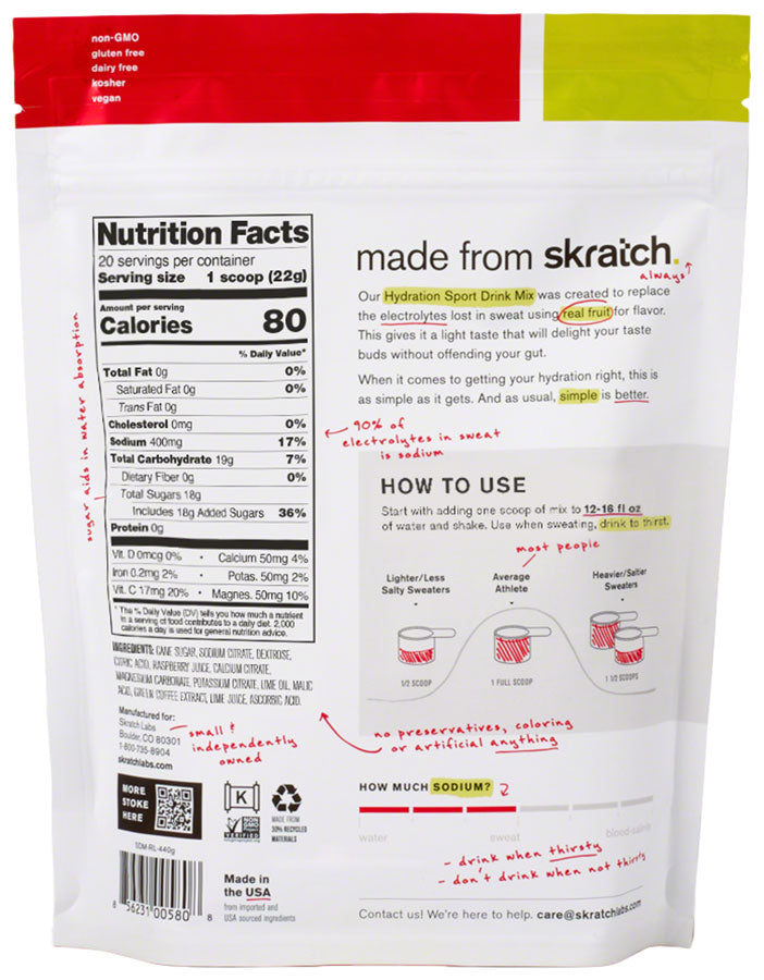 Skratch Labs Hydration Sport Drink Mix - Raspberry Limeade, With Caffiene, 20-Serving Resealable Pouch Cheap Sale Visit New