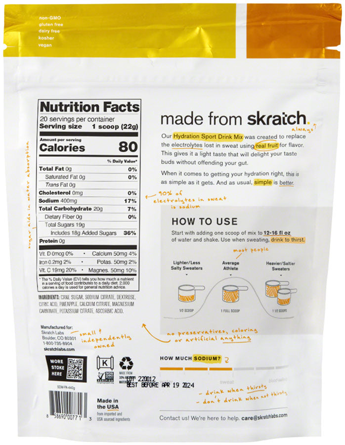 Skratch Labs Hydration Sport Drink Mix - Pineapple, 20-Serving Resealable Pouch Cheap For Cheap