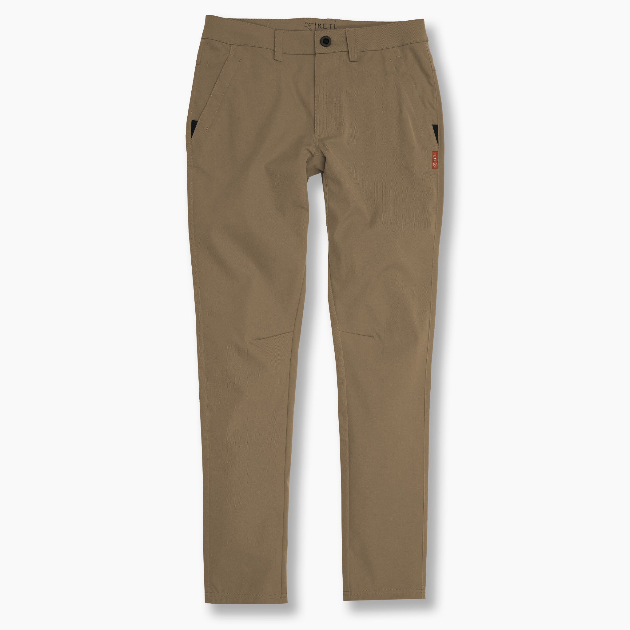 KETL Mtn Tomfoolery Travel Pants 32 Inseam: Stretchy, Packable, Casual Chino Style W/ Zipper Pockets - Khaki Men's