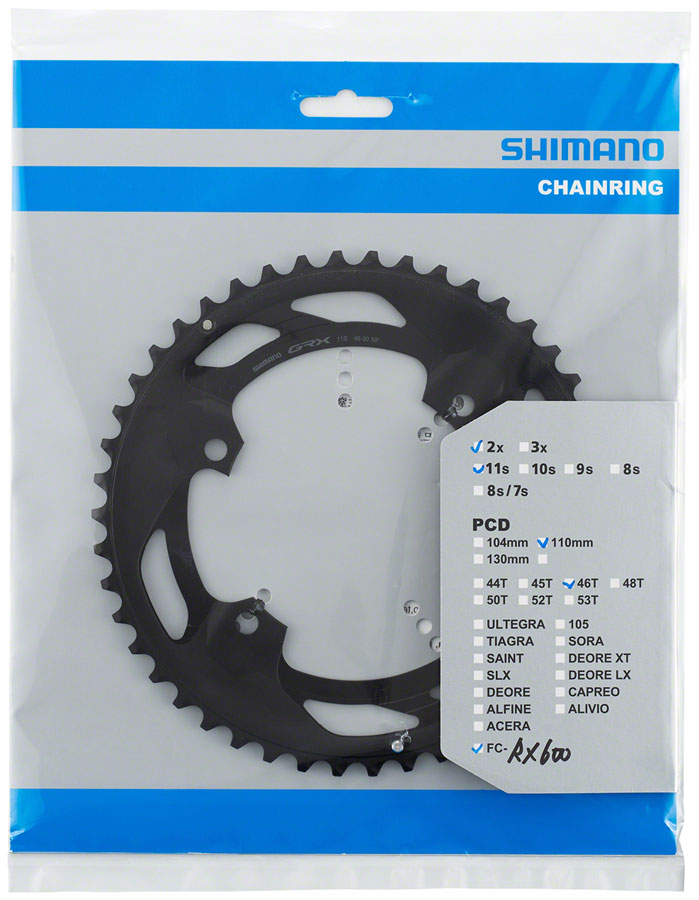 Shimano FC-RX600-11 Chainring - 46t, 110 BCD, For 2x11, Black With Mastercard Online