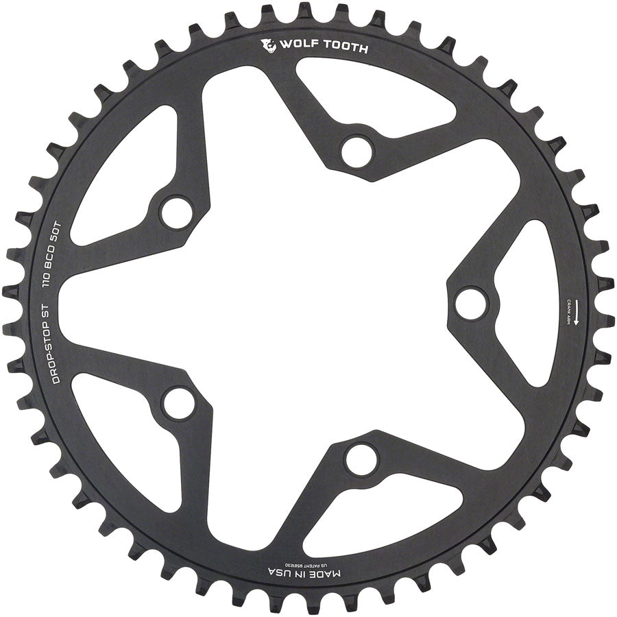 Wolf Tooth 110 BCD Gravel, CX and Road Chainring - 50t, 110 BCD, 5-Bolt, Drop-Stop ST, For Shimano HG+ and KMC 12-Speed Free Shipping Very Cheap
