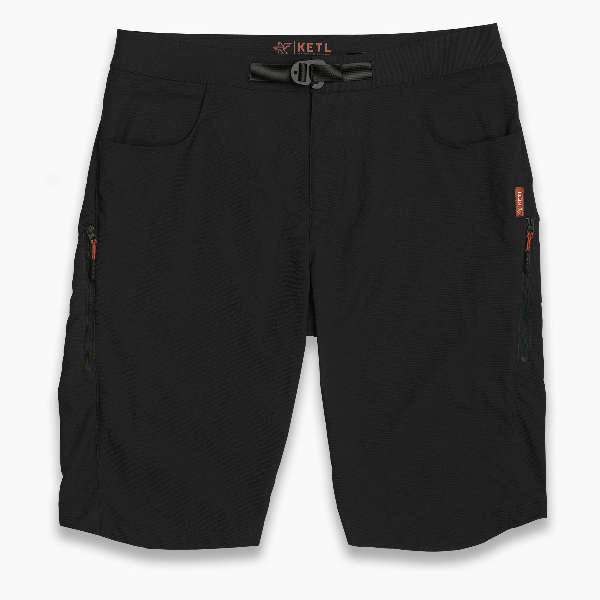 KETL Mtn Skid Mark MTB Shorts - Lightweight, Zipper Pockets, Men's Mountain Biking Shorts Black