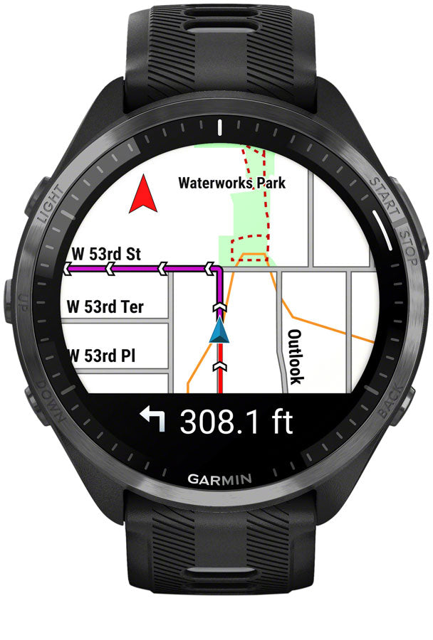 Garmin Forerunner 965 GPS Smartwatch - 47mm, Carbon Gray DLC Titanium Bezel, Black Case and Black/Powder Gray Silicone Free Shipping Low Shipping