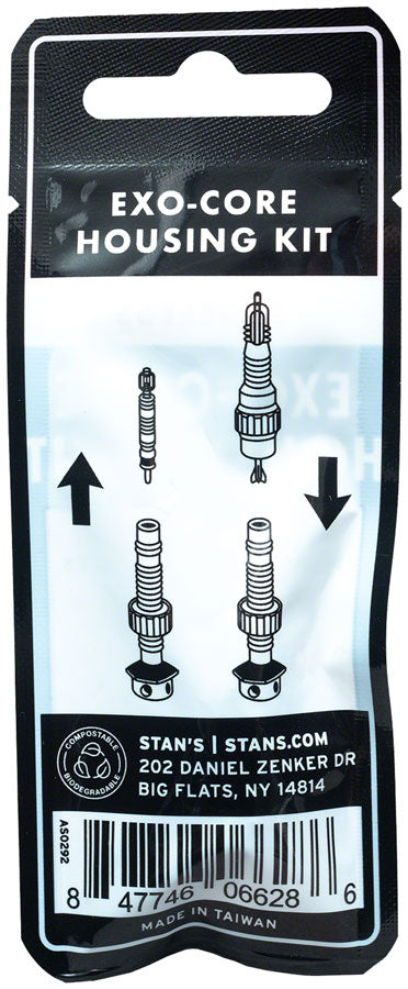 Stan's Tubeless Exo-Core Valve Stem Housing Kit - Alloy, Black, Fits Universal+ Valves, Pair