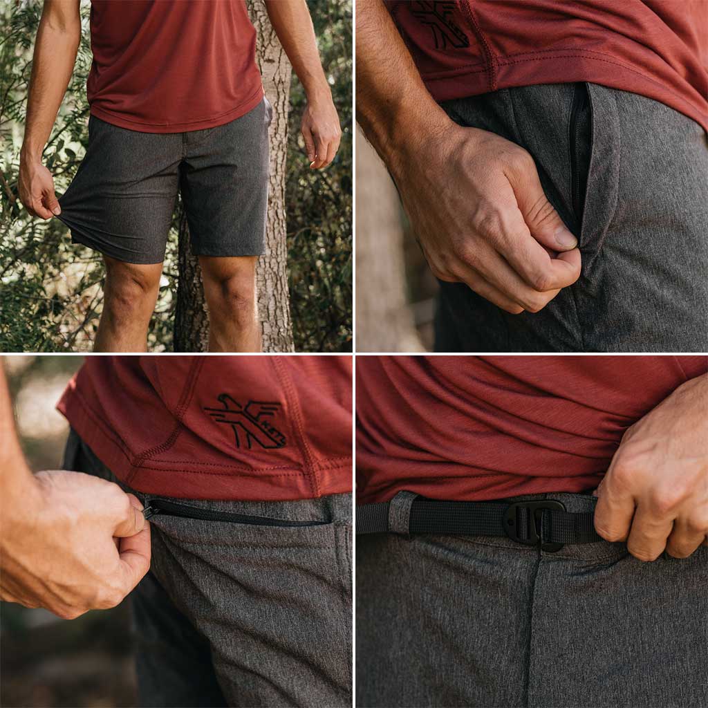 KETL Mtn Virtue Hybrid Shorts V3 9 Inseam: Swim, Hike, Travel, Lounge, Bike - Men's Hiking Chino Style Lightweight Charcoal