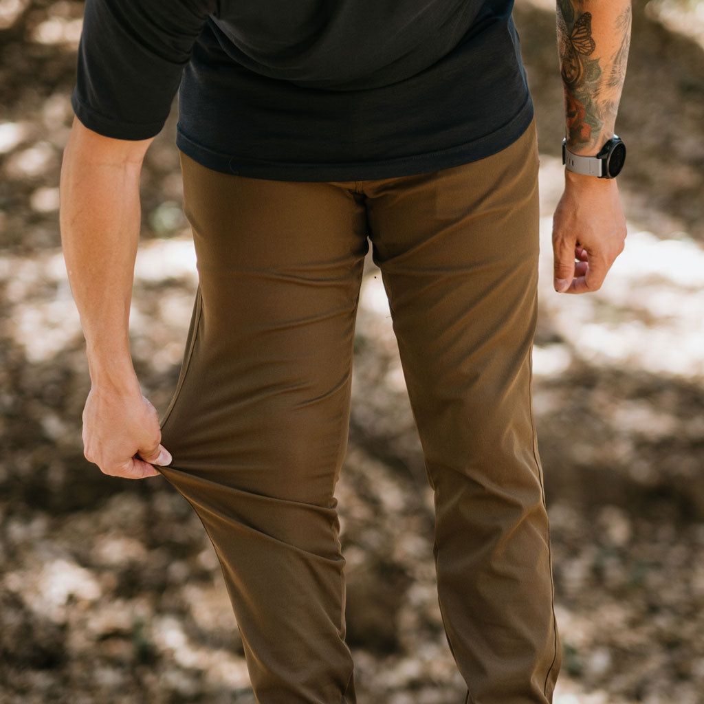 KETL Mtn Tomfoolery Travel Pants 32 Inseam: Stretchy, Packable, Casual Chino Style W/ Zipper Pockets - Brown Men's