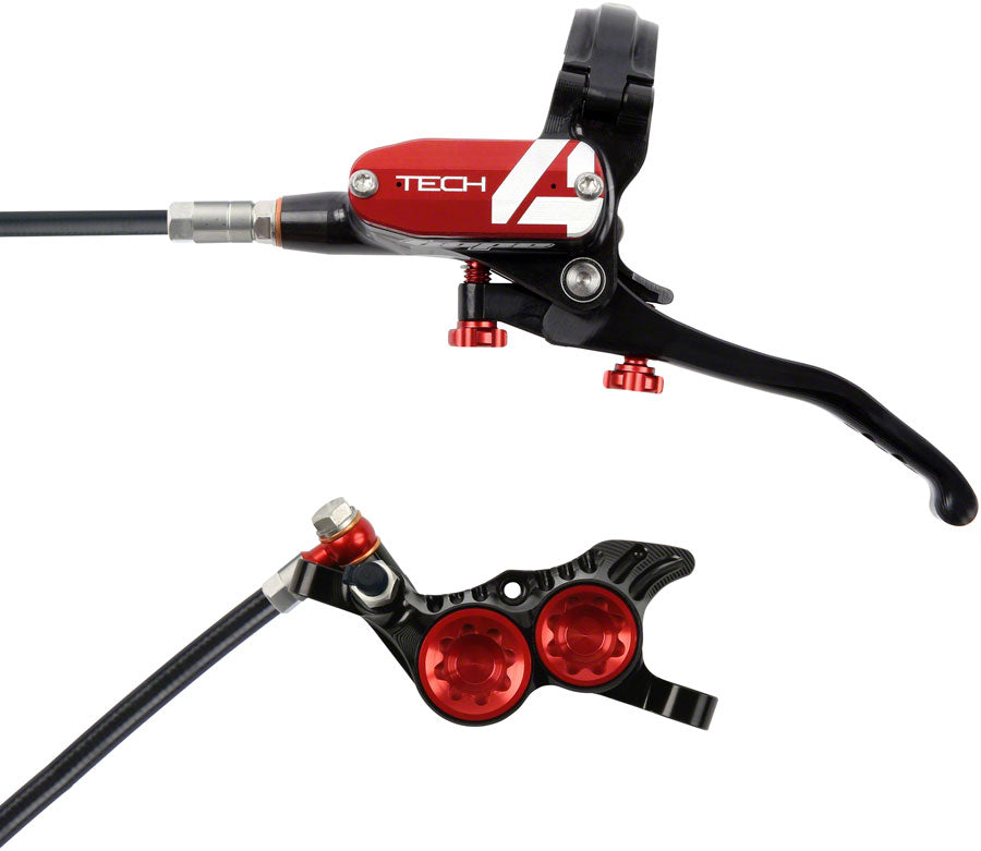 Hope Tech 4 V4 Disc Brake and Lever Set - Rear, Hydraulic, Post Mount, Red Brand New Unisex Sale Online