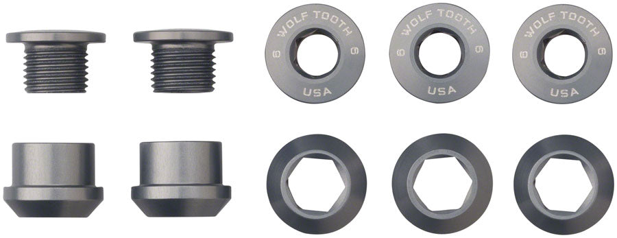 Wolf Tooth 1x Chainring Bolt Set - 6mm, Dual Hex Fittings, Set/5, Gun Metal Best Pices Cheap Pice