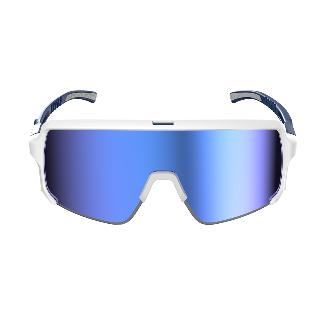 Dirdy Bird Peak Sunglasses Freeze, White/Navy, Blue mirror Lens Clearance Hot Sale