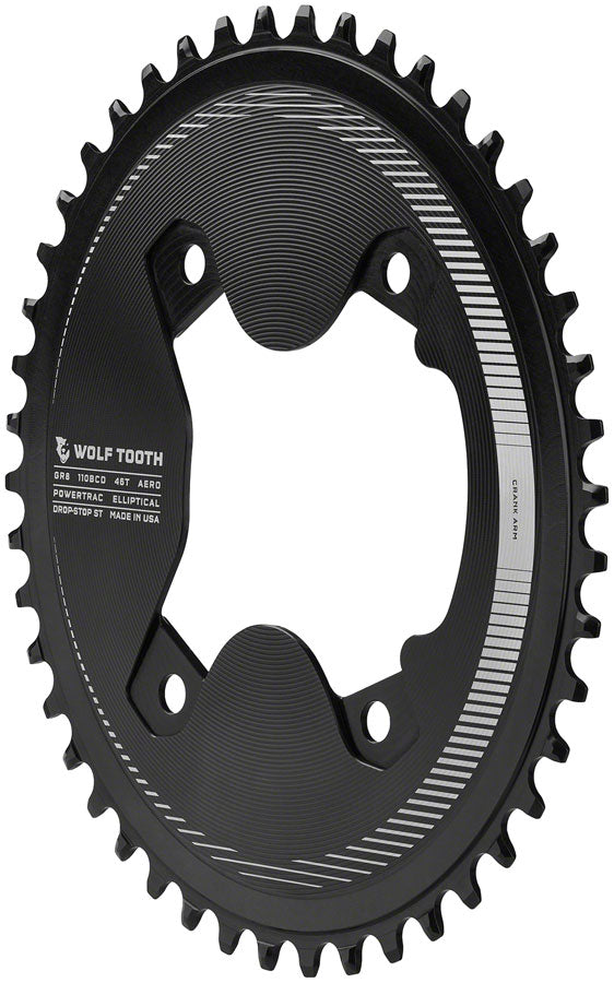 Wolf Tooth Elliptical Aero 110 Asymmetric BCD Chainring - 46t, 110 Asymmetric BCD, 4-Bolt, Drop-Stop ST, For Shimano GRX Buy Cheap Low Cost