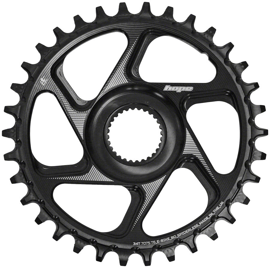 Hope Spiderless Chainring -  34T, R22,  Ebike,  Bosch,  Black Shop For Sale