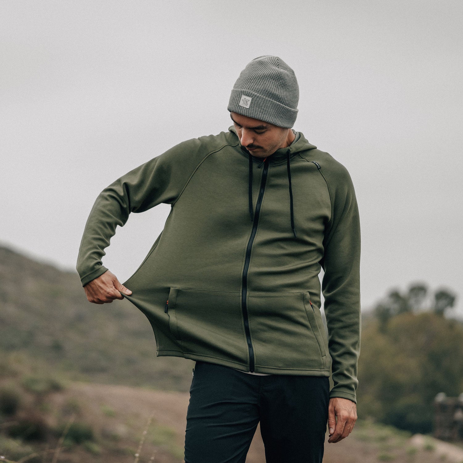 KETL Mtn Folly Active Travel Hoodie - Zipper Pockets, Stretchy, Breathable - Men's Zip-Up V.2 Green