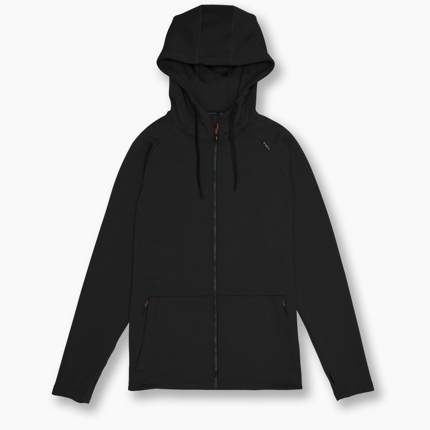 KETL Mtn Folly Active Travel Hoodie - Zipper Pockets, Stretchy, Breathable - Men's Zip-Up V.2 Black