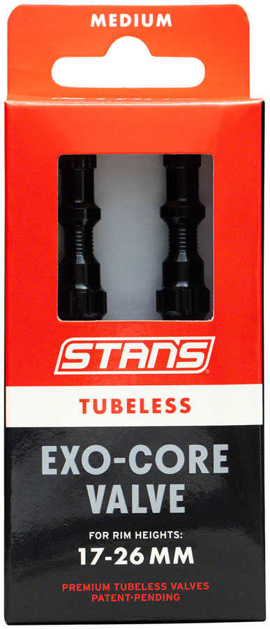 Stan's Tubeless Exo-Core Valve Stems - Alloy, Medium, Black, Pair