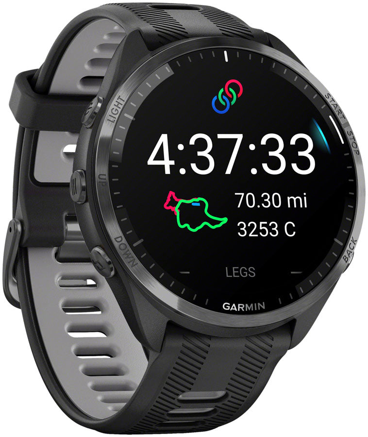 Garmin Forerunner 965 GPS Smartwatch - 47mm, Carbon Gray DLC Titanium Bezel, Black Case and Black/Powder Gray Silicone Free Shipping Low Shipping