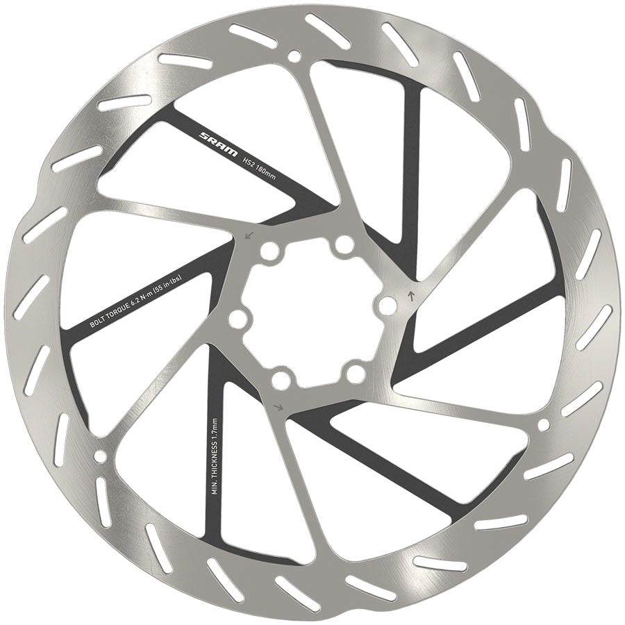 SRAM HS2 Disc Brake Rotor - 180mm, 6-Bolt, Rounded, Silver/Black Clearance Clearance Store