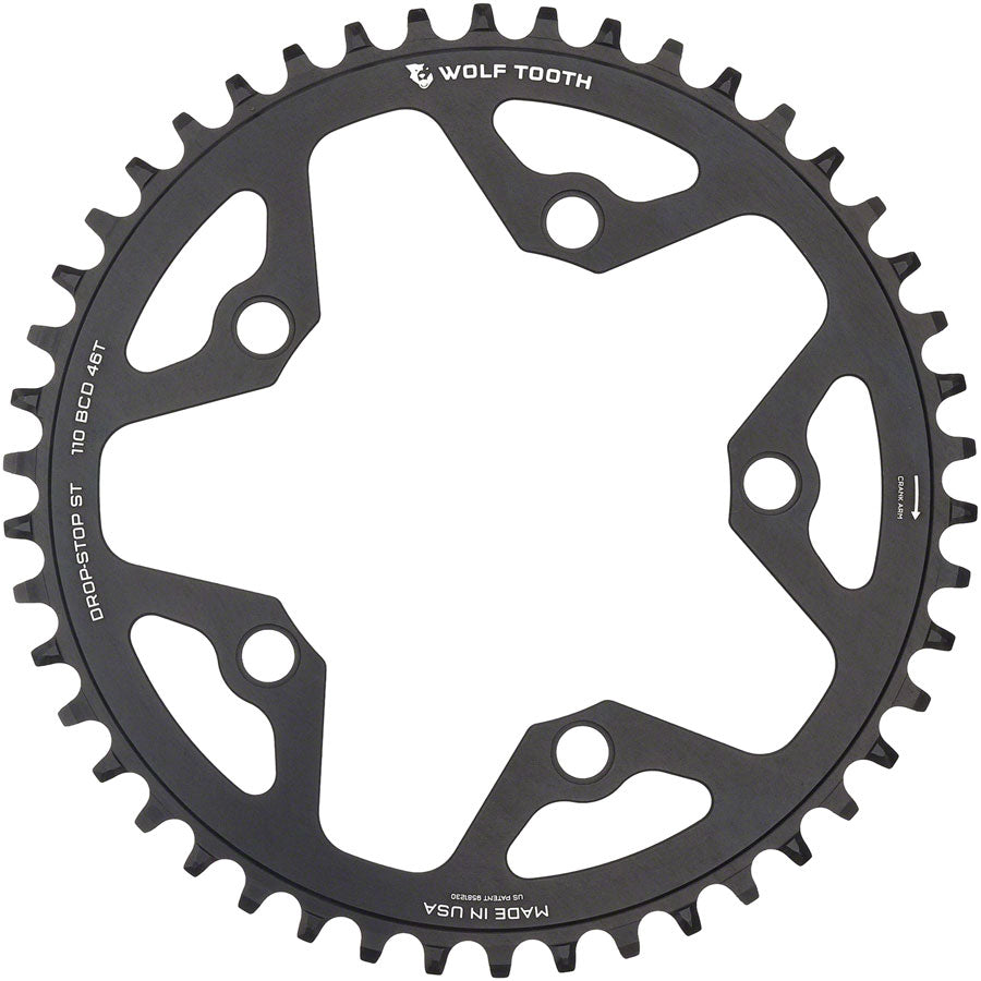 Wolf Tooth 110 BCD Gravel, CX and Road Chainring - 46t, 110 BCD, 5-Bolt, Drop-Stop ST, For Shimano HG+ and KMC 12-Speed Sale With Paypal