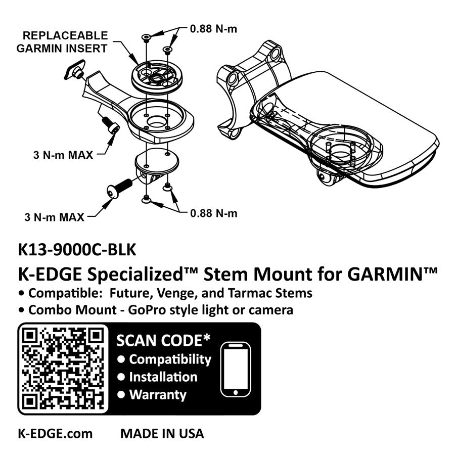 K-EDGE Garmin Specialized Future Combo Mount - Black Cheap Affordable