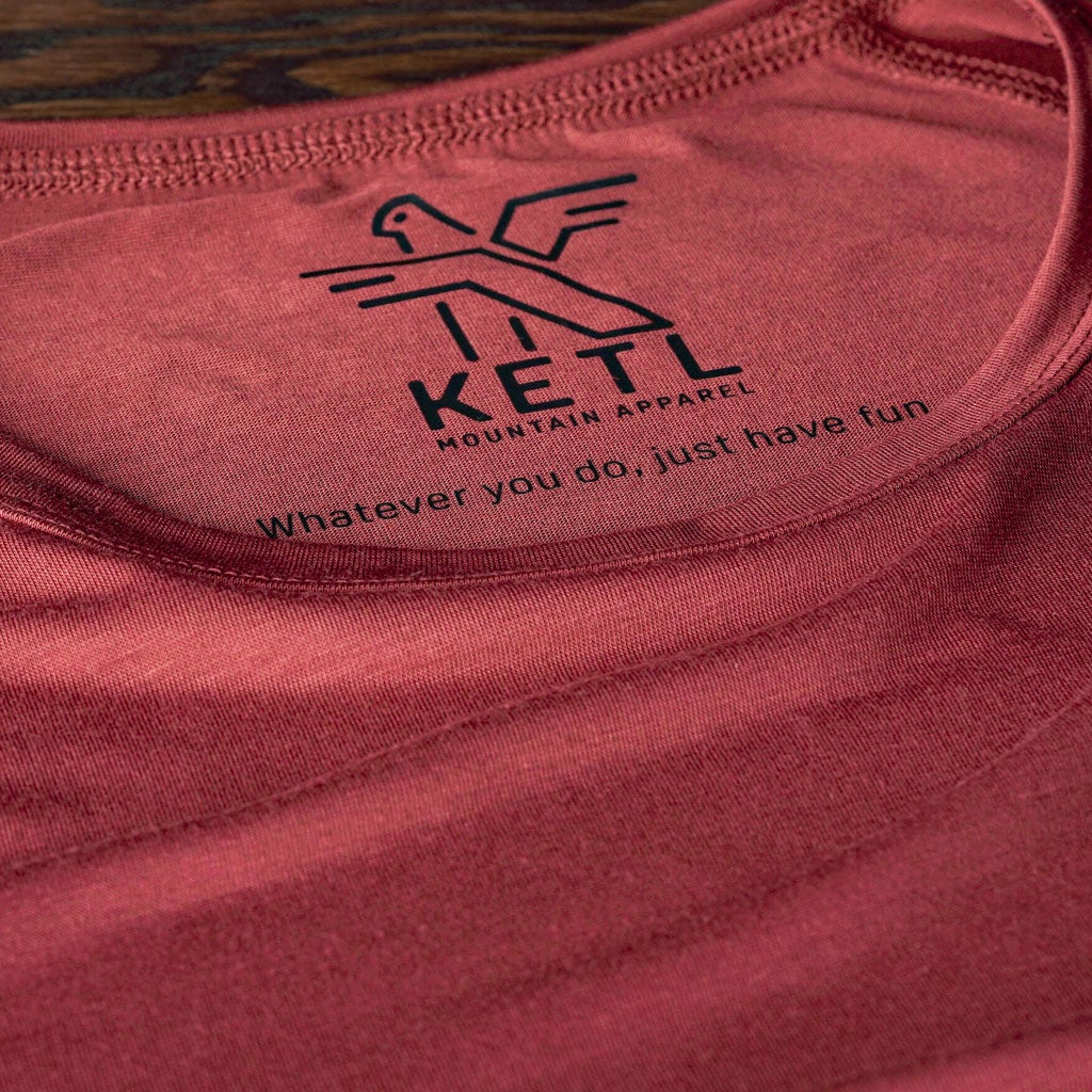 KETL Mtn Departed Featherweight Performance Travel Tee - Men's Athletic Lightweight Packable Short Sleeve Shirt Maroon