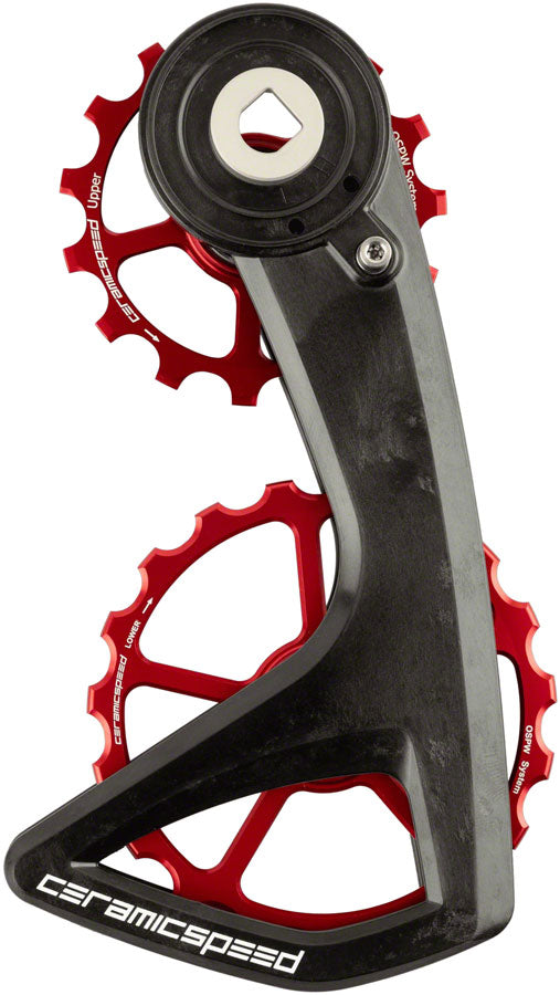 CeramicSpeed OSPW RS Pulley Wheel System for SRAM Red/Force AXS - Aluminum Pulley, 5 Spoke, Carbon Cage, Red Sale With Mastercard