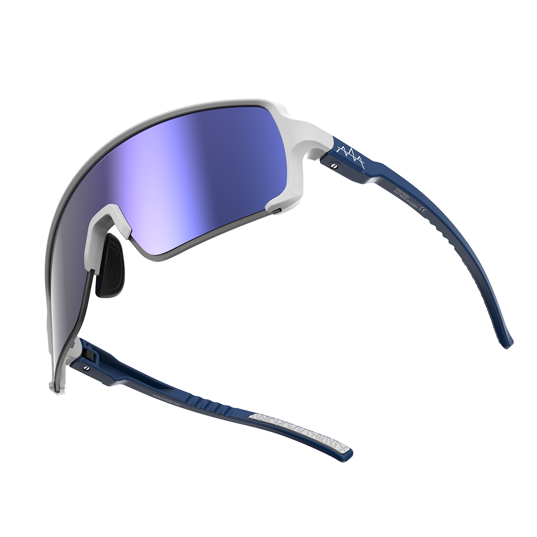 Dirdy Bird Peak Sunglasses Freeze, White/Navy, Blue mirror Lens Clearance Hot Sale