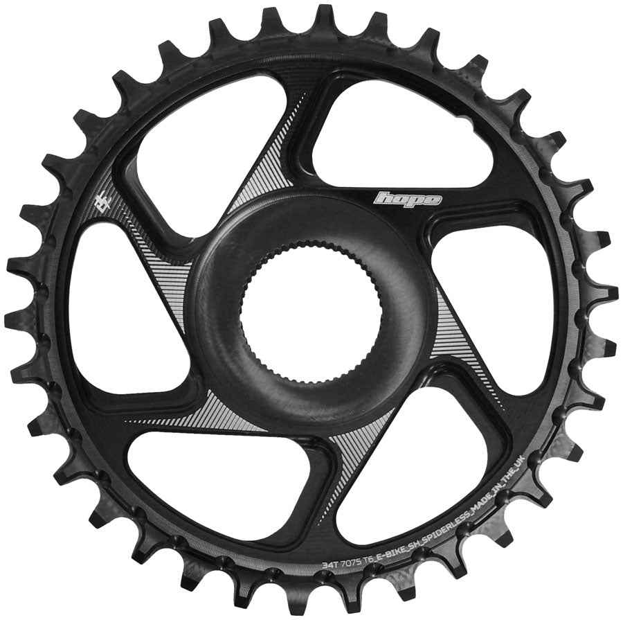 Hope Spiderless Chainring -  34T, R22,  Ebike,  Shimano,  Black With Credit Card Free Shipping