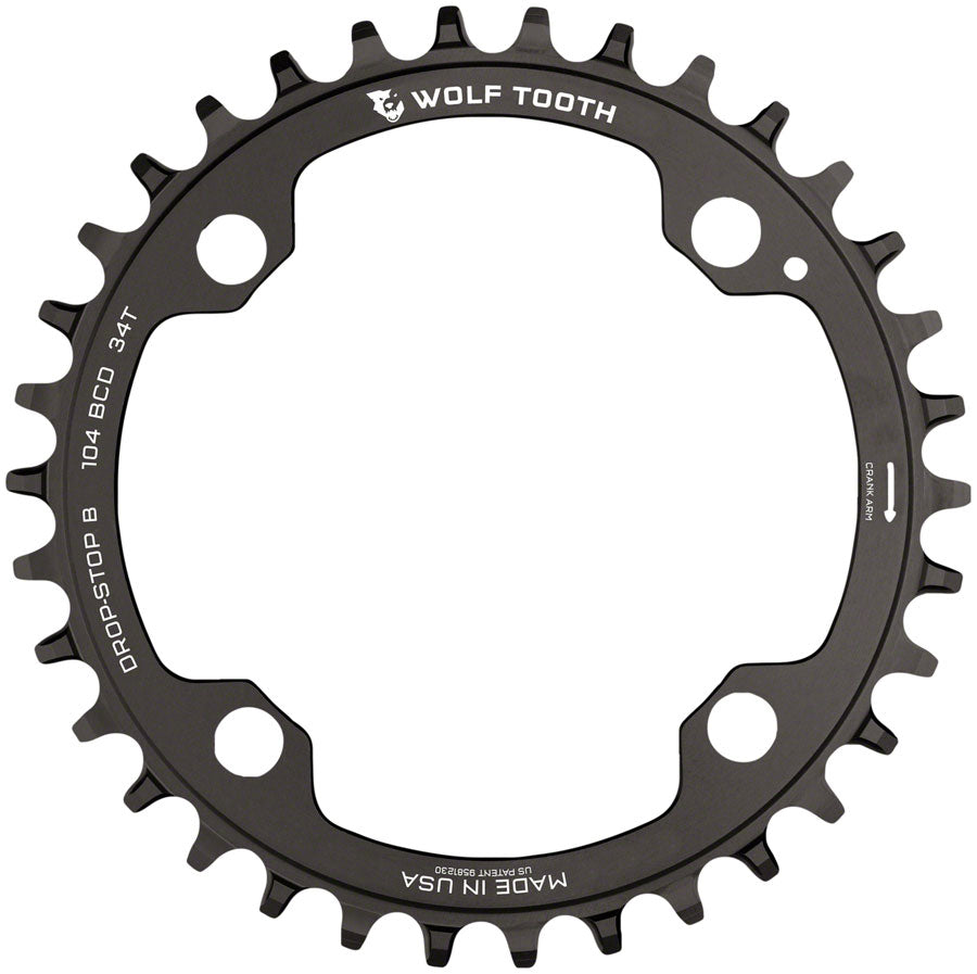 Wolf Tooth 104 BCD Chainring - 34t, 104 BCD, 4-Bolt, Drop-Stop B, Black Sale 100% Guaranteed