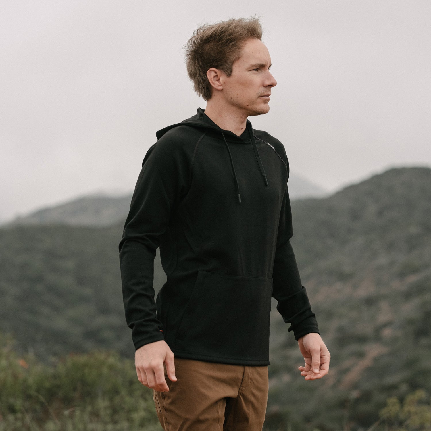 KETL Mtn Folly Active Travel Hoodie - Zipper Pockets, Stretchy, Breathable - Men's Pullover V.2 Black