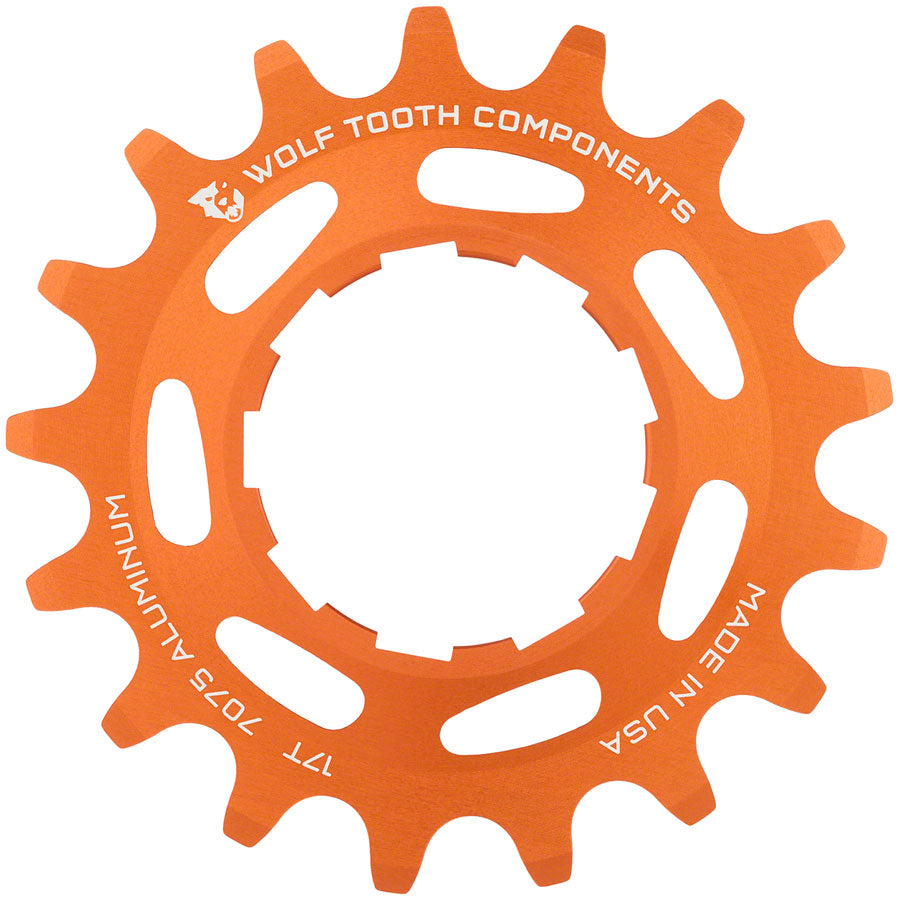 Wolf Tooth Single Speed Aluminum Cog - 17t, Compatible with 3/32 Chains, Orange Free Shipping Cost