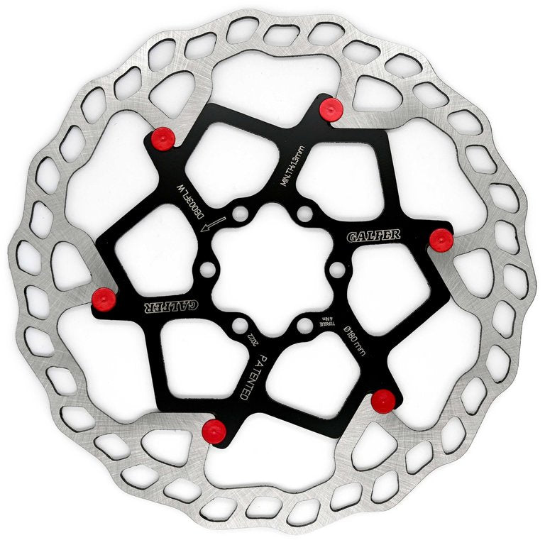 Galfer Disc Wave Floating Disc Brake Rotor 1.8mm, 180mm Black/Silver Red Buttons Classic For Sale