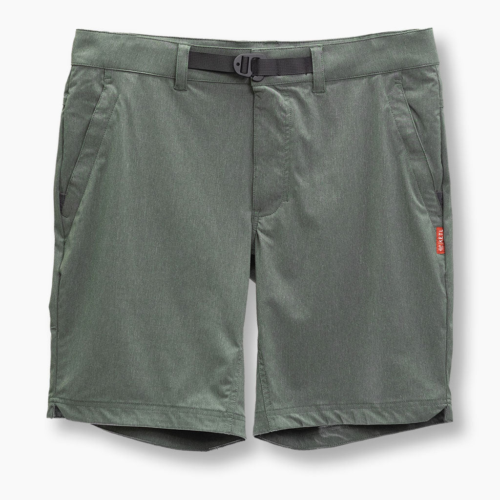 KETL Mtn Virtue Hybrid Shorts V3 9 Inseam: Swim, Hike, Travel, Lounge, Bike - Men's Hiking Chino Style Lightweight Green