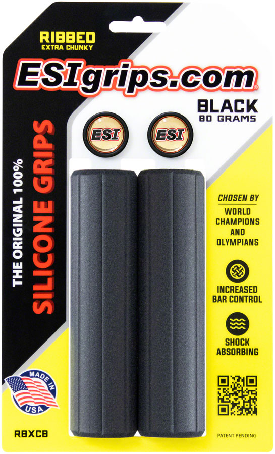 ESI Ribbed Extra Chunky Grips - Black Free Shipping Real