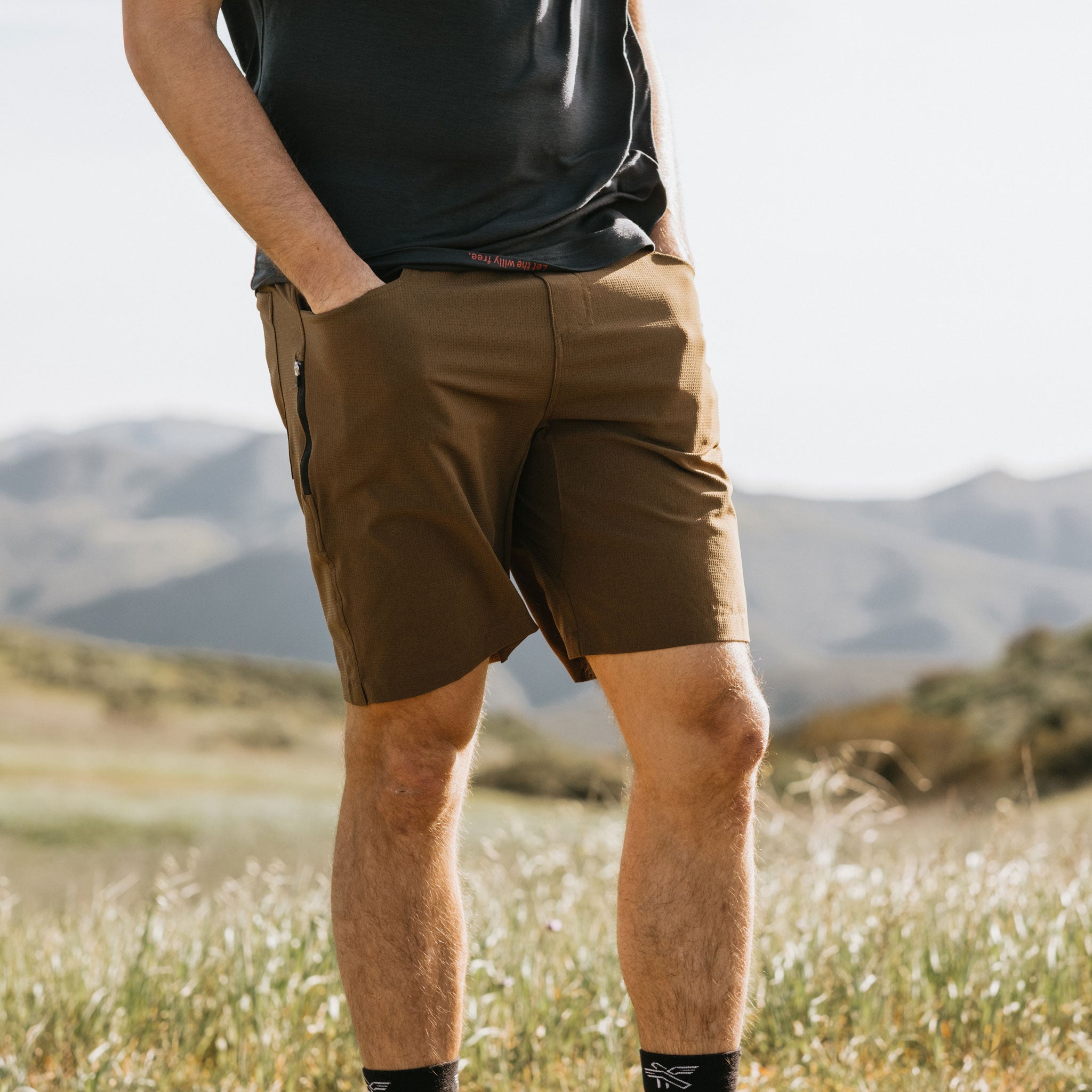 KETL Mtn Vent Lightweight Shorts 9 Inseam: Summer Hiking & Travel - Ultra-Breathable Airflow Stretch Brown Men's