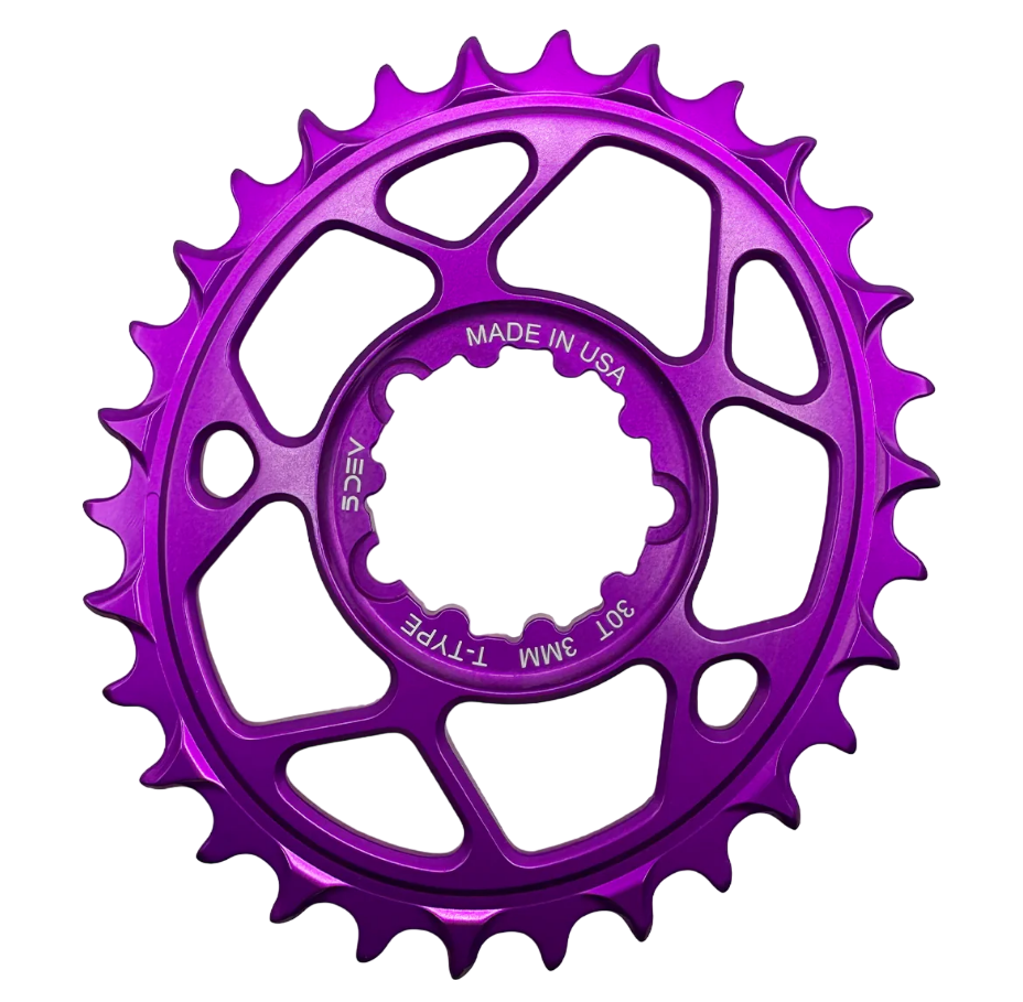 5Dev T-Type Aluminum Oval Chainring, Purple, Sram 3 Bolt, 30 Tooth, 3mm Offset Visa Payment Cheap Pice