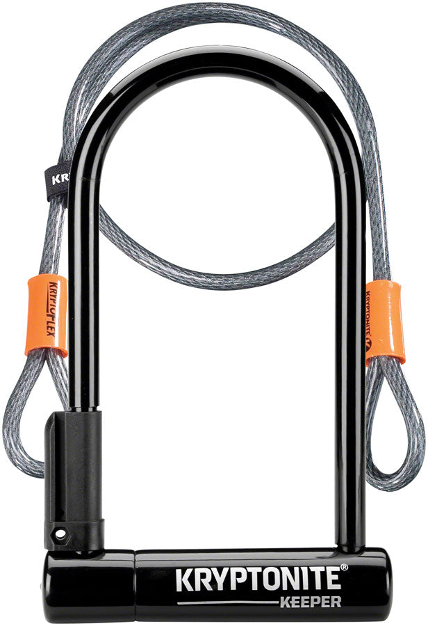 Kryptonite Keeper U-Lock - 4 x 8, Keyed, Black, Includes 4' cable and bracket