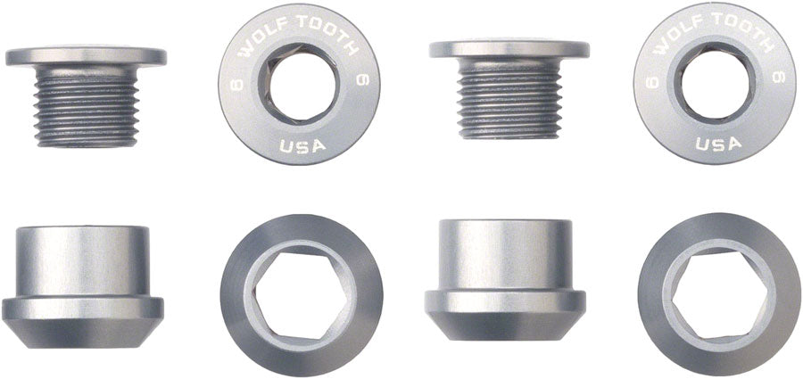 Wolf Tooth 1x Chainring Bolt Set - 6mm, Dual Hex Fittings, Set/4, Raw Silver New Arrival