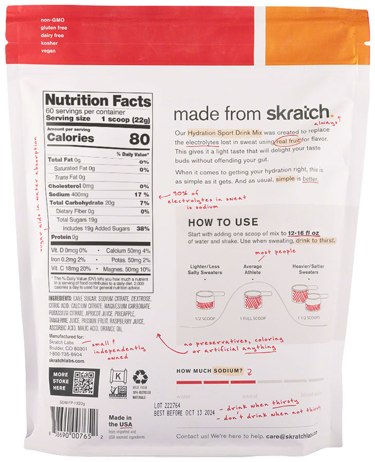 Skratch Labs Hydration Sport Drink Mix - Fruit Punch, 60 -Serving Resealable Pouch Discount Cheapest