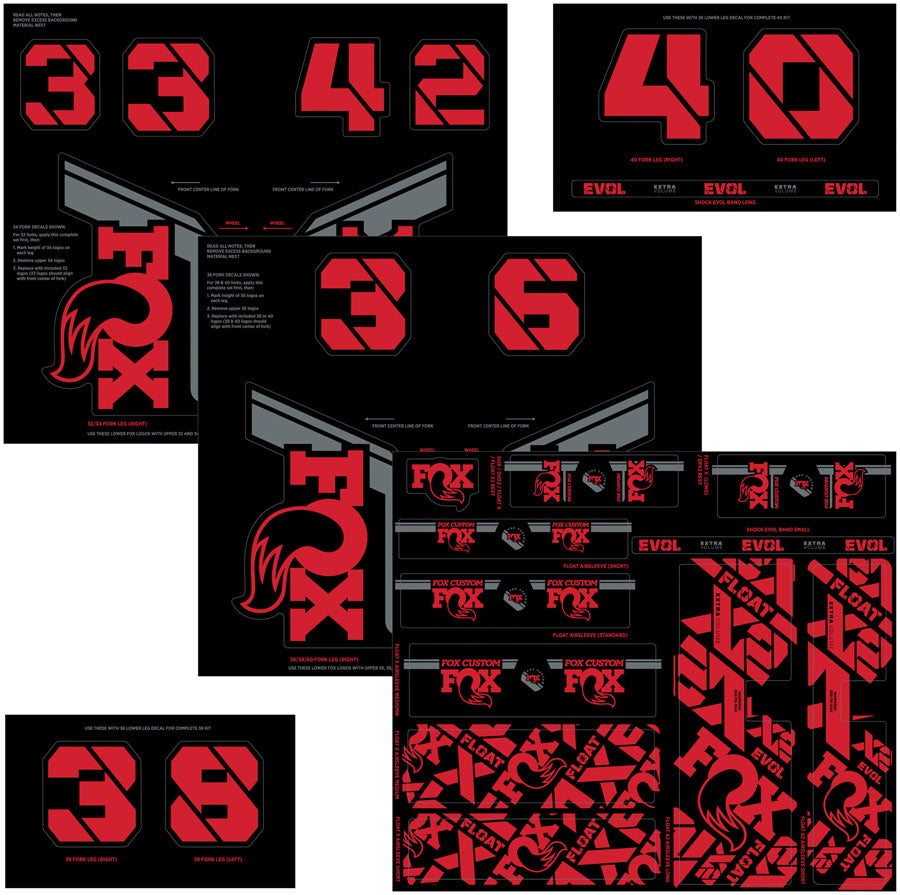 FOX Fork and Shock Decal Kit - Red Free Shipping 2025 New