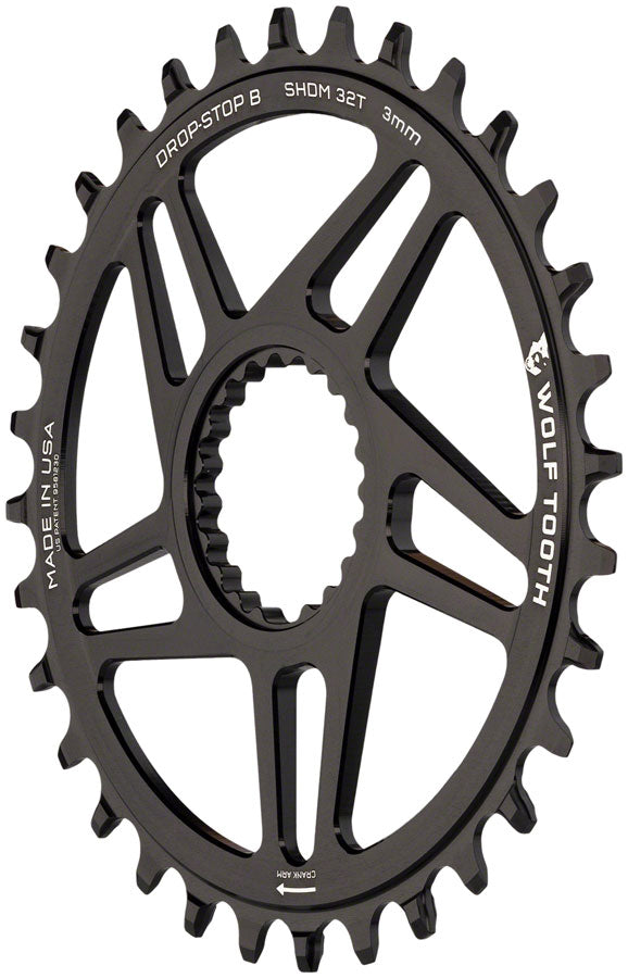 Wolf Tooth Direct Mount Chainring - 32t, Shimano Direct Mount, Drop Stop B, Boost, 3mm Offset, Black Collections Cheap Online