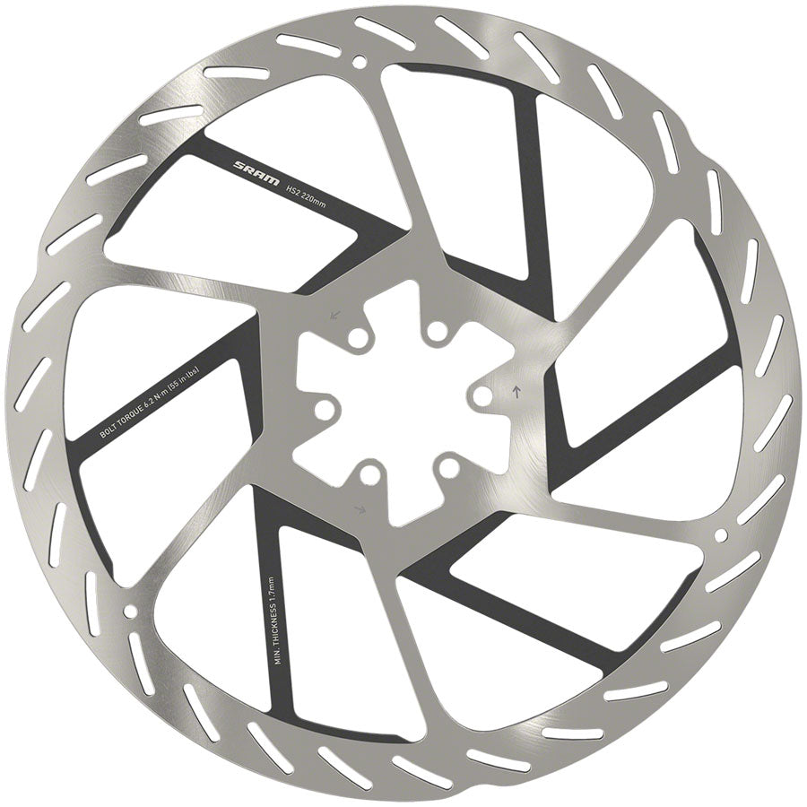 SRAM HS2 Disc Brake Rotor - 220mm, 6-Bolt, Rounded, Silver/Black Cheap Countdown Package