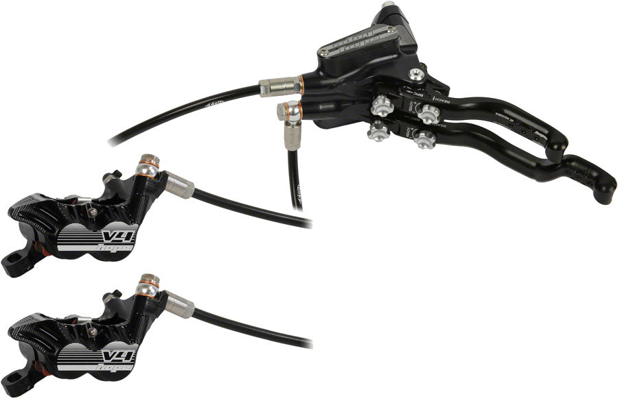 Hope Tech 3 V4 Duo Disc Brake and Lever - Left Hand, Front and Rear, Hydraulic, Post Mount, Black Order Online