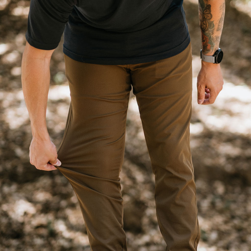 KETL Mtn Tomfoolery Travel Pants 34 Inseam: Stretchy, Packable, Casual Chino Style W/ Zipper Pockets - Brown Men's