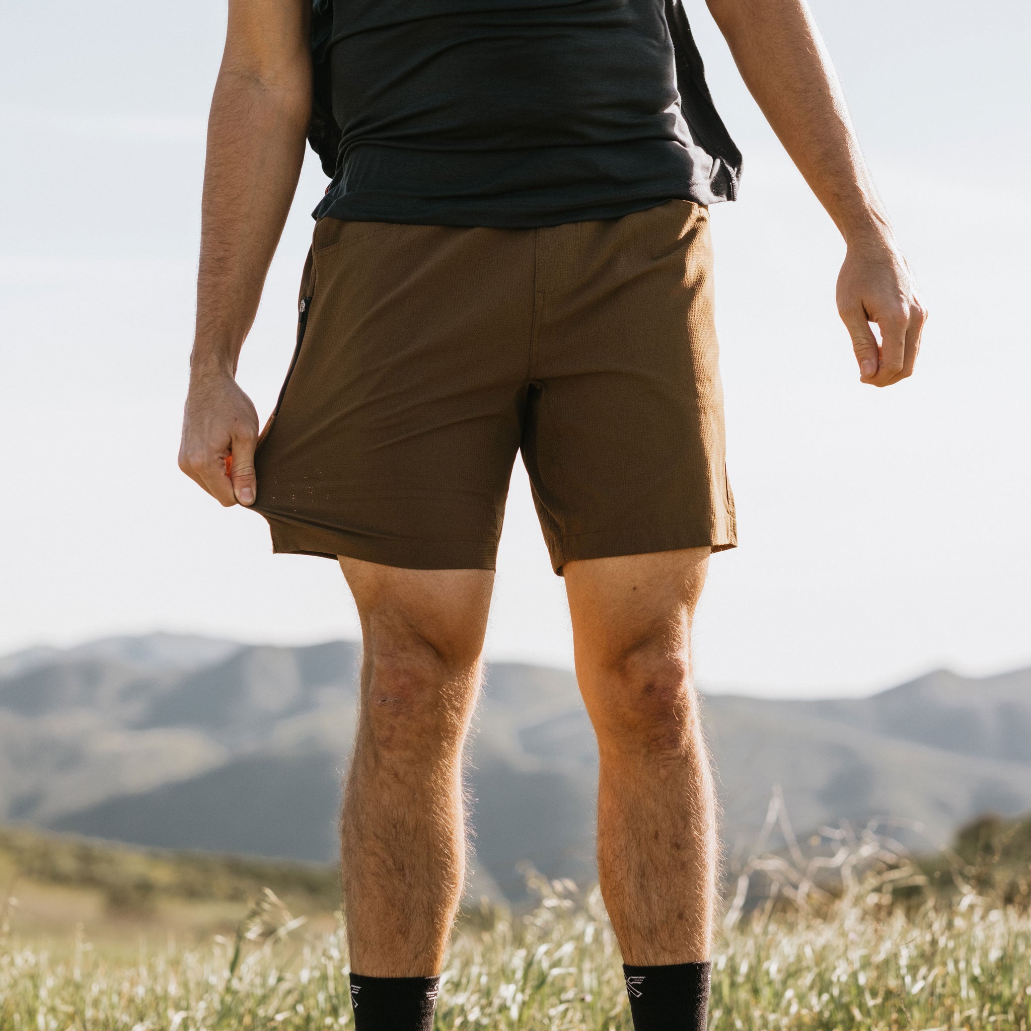 KETL Mtn Vent Lightweight Shorts 7 Inseam: Summer Hiking & Travel - Ultra-Breathable Airflow Stretch Brown Men's