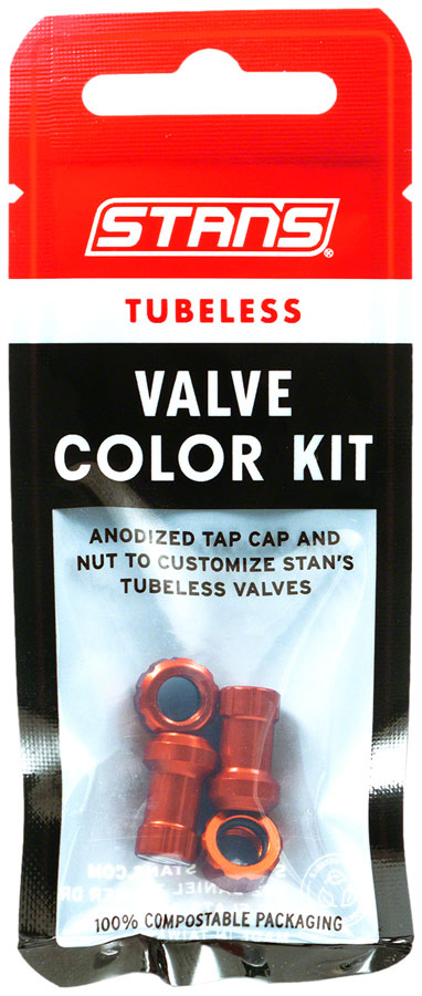 Stan's Tubeless Valve Stem Cap Color Kit - Orange, Pair