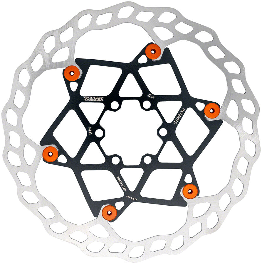 Galfer Floating Wave Disc Brake Rotor - 180mm x 2.0mm, 6-Bolt, Orange Outlet Classic