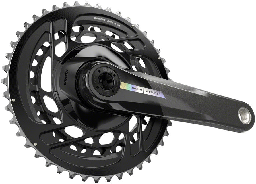 SRAM Force Crankset - 172.5mm, 2x 12-Speed, 46/33t, Direct Mount, DUB Spindle Interface, Iridescent Gray, D2 View For Sale