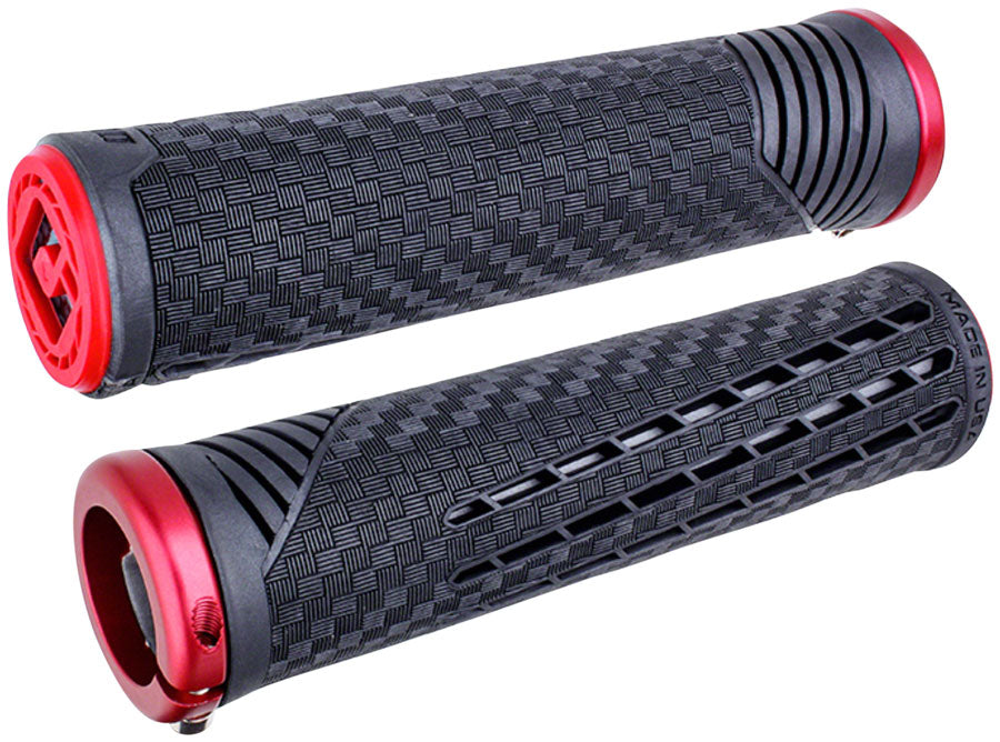 ODI CF V2.1 Grips - Black/Red/Red, Lock-On Authentic For Sale