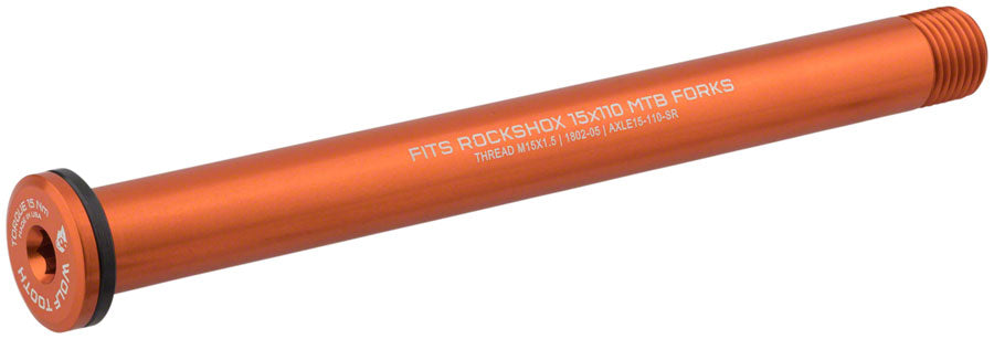 Wolf Tooth Front Thru Axle - RockShox, 15 x 110mm, Orange Newest Online